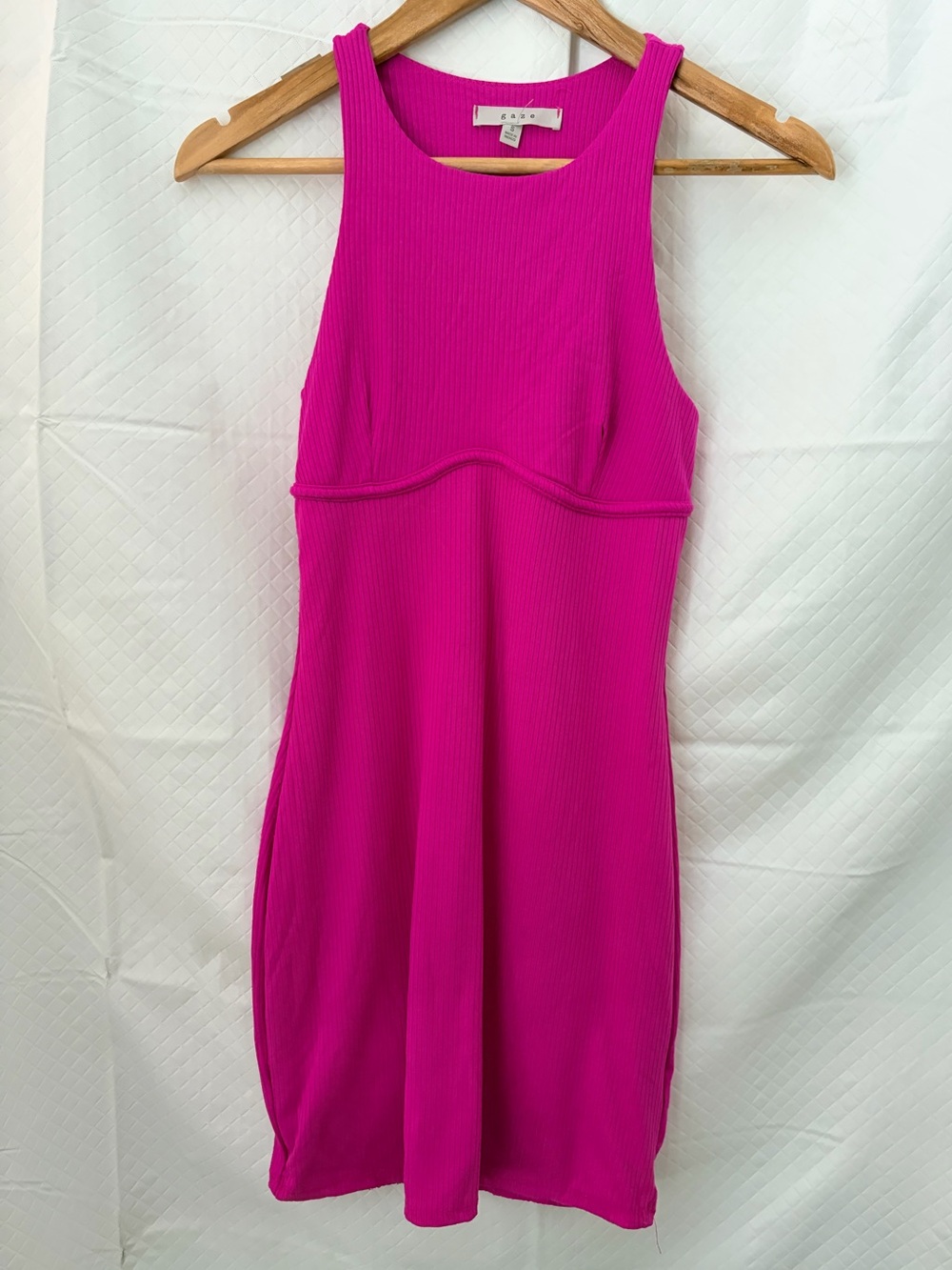 gaze Fuchsia Ribbed Tank Mini Dress